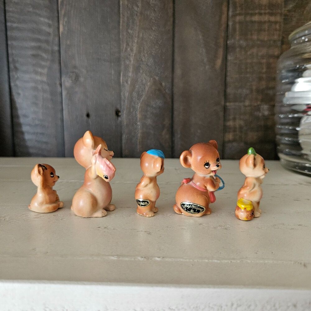 Josef Originals Bear Family Figurines Pappa With Fish Brown Hand Painted Japan - Picture 3 of 6
